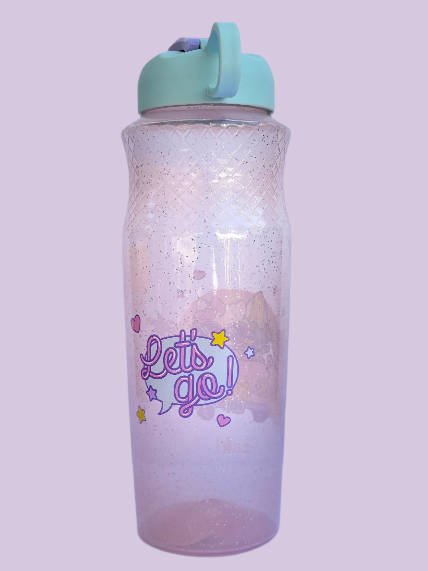 Hello Kitty Glitter Let's Go!  Plastic Water Bottle