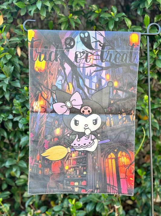 Spooky Season Kuromi Witch Garden Flag