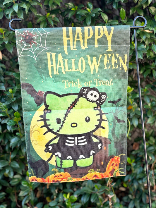 Spooky Season Franken Kitty Garden Flag